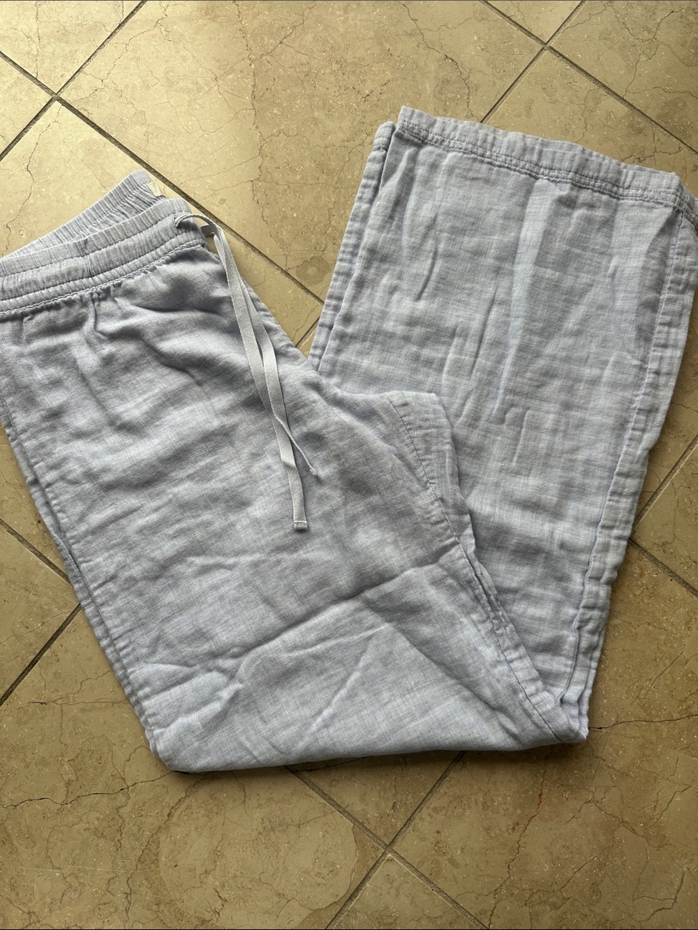 UGG Light Gray Drawstring Linen-Blend Pants